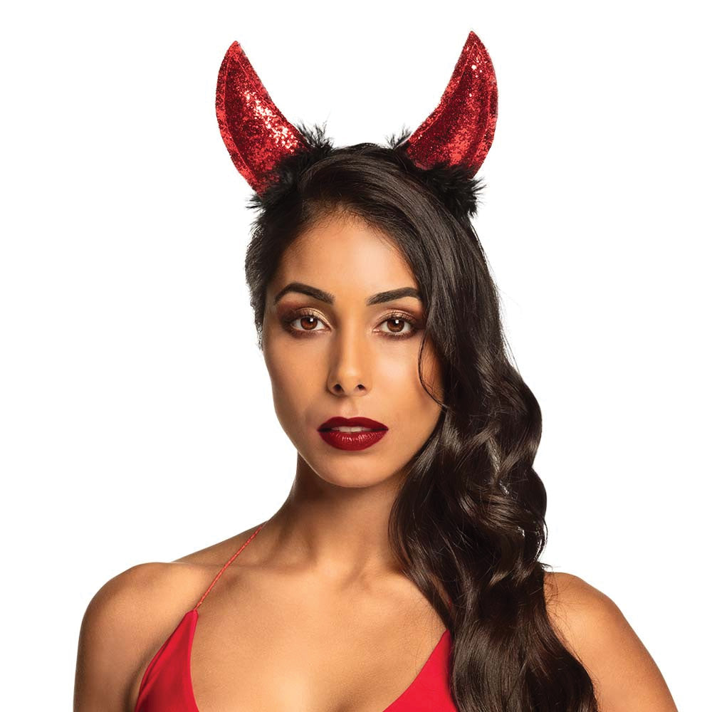 Red Glitter Devil Horns Tiara 5087