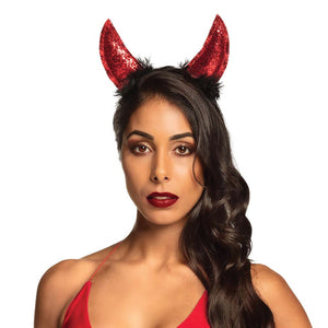 Red Glitter Devil Horns Tiara 5087