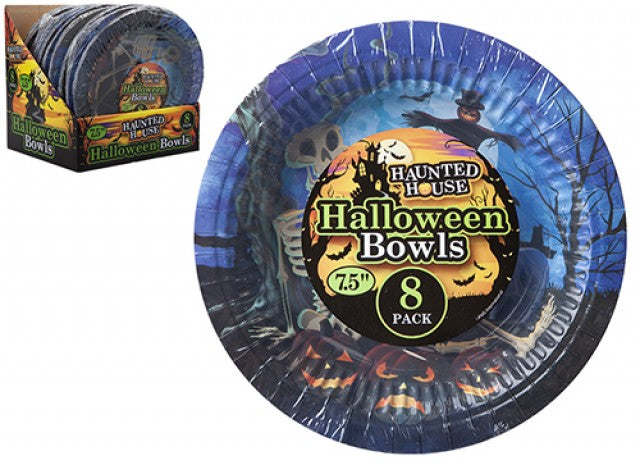 HALLOWEEN PAPER BOWLS 7.5" 8 PACK - 975074