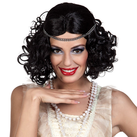 Black Flapper Wig With Headband - Trick Or Treat Halloween Stores